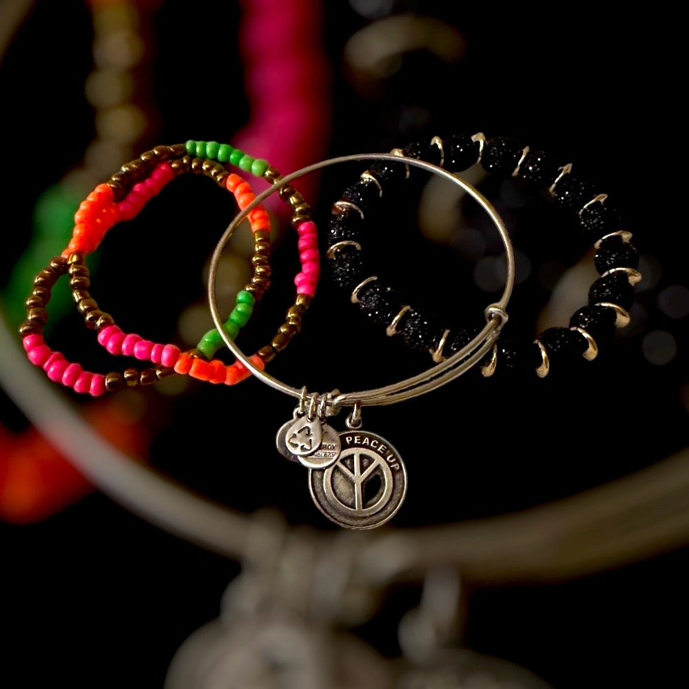 Colorful Beaded Bracelet Set including Alex and Ani pre owned
